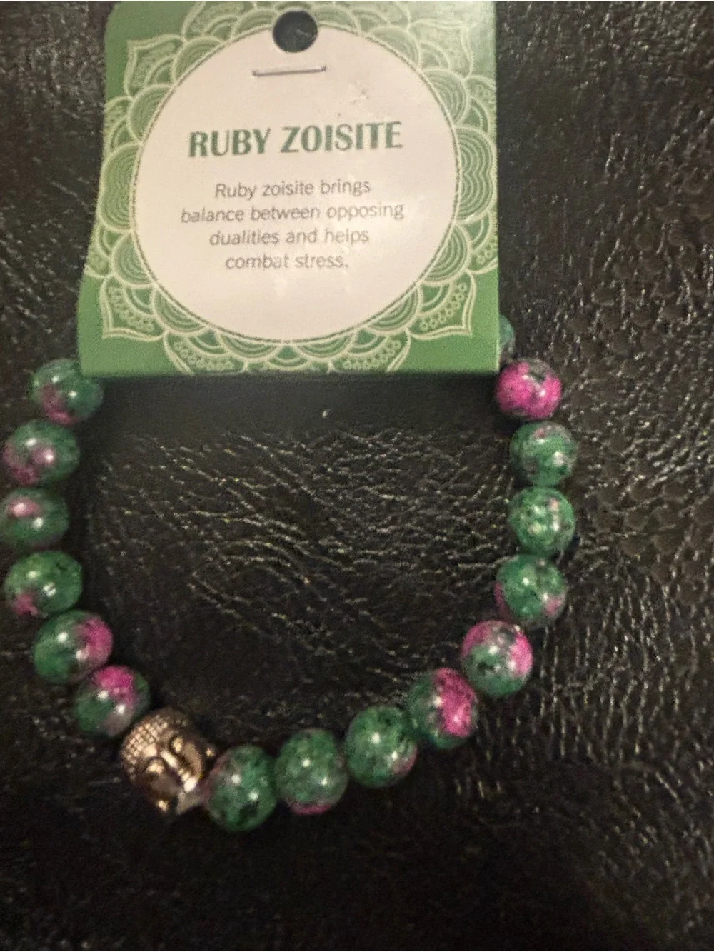 Ruby Zoisite Beaded Stretch Bracelet - Green & Pink